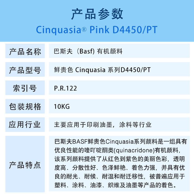 巴斯夫有机颜料红D4450/汽巴PT BASF Cinquasia Red D4450/PT(R.122)